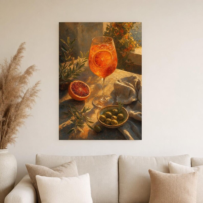 Golden Aperitivo Hour Wall Art | Spritz Citrus Food Still Life Poster | Kitchen Wall Art Print | Bar Cart Decor image 4