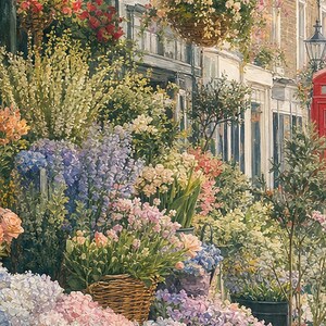 London Flower Market Poster | Soft Painting England Wall Art | Floral Travel Print | Printed & Shipped image 3
