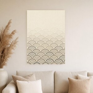 Set da parete neutro per la galleria Japandi Wall Art | Onde Seigaiha di salvia di sabbia | Stampa Wabi Sabi immagine 4