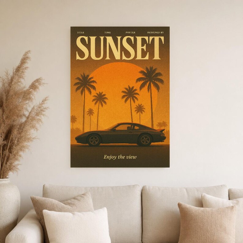 Sunset Retro Poster | Vintage 70s Wall Art Print | Aesthetic Magazine Print | Mid Century Retro Decor Gift image 5