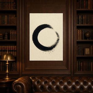 Zen Enso Circle Japandi Wall Art Print | Black Ink on Cream | Wabi Sabi Mono Brushstroke Print image 5