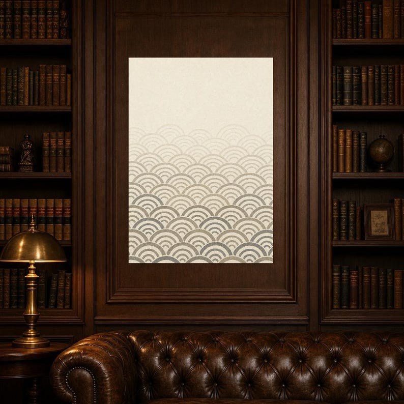 Set da parete neutro per la galleria Japandi Wall Art | Onde Seigaiha di salvia di sabbia | Stampa Wabi Sabi immagine 5