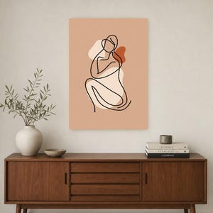 One Line Female Body Wall Art Print | Minimalist Line Drawing Poster | Abstract Boho Bedroom Print image 2