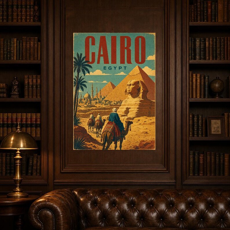 Kairo-Reiseposter | Vintage-Pyramiden-Druck | Ägyptische Wandkunst | Gedruckt & Versand Bild 5