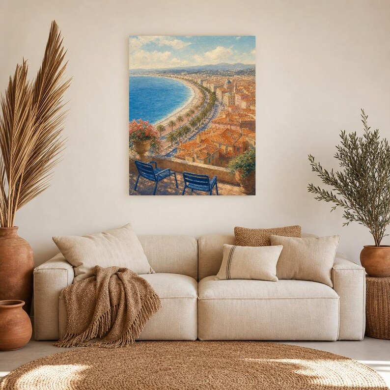 Nice Travel Poster | French Soft Painting Riviera Wall Art | Cote d'Azur Coastal Print | Printed and Shipped image 7