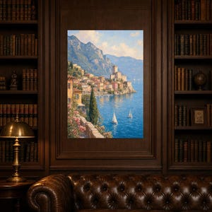 Lake Garda Travel Poster | Soft Painting Italy Wall Art | Italian Lake Malcesine Print | Printed & Shipped image 5