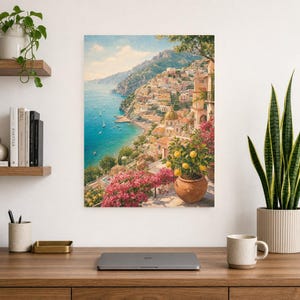 Amalfi Coast Travel Poster | Soft Painting Italy Wall Art | Mediterranean Coastal Print | Printed & Shipped image 8