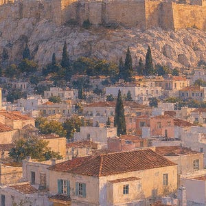 Reisposter Athene | Zachte schildering Griekenland Muurdecoratie | Kunstprint met stadsnaam | Gedrukt en verzonden afbeelding 3