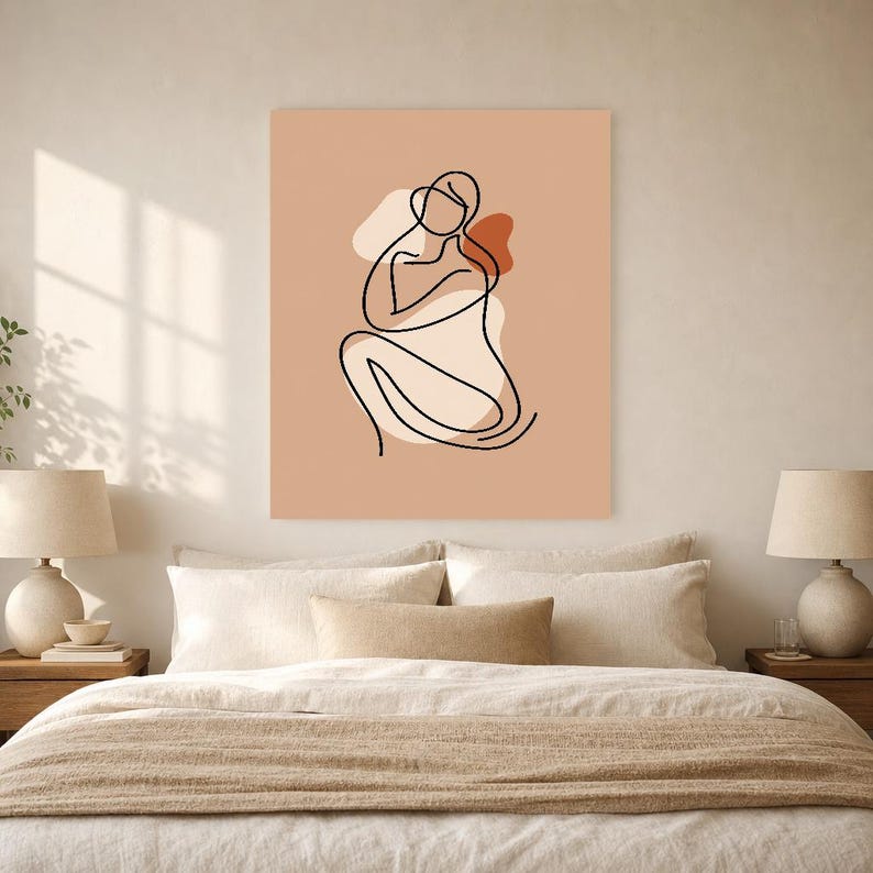 One Line Female Body Wall Art Print | Minimalist Line Drawing Poster | Abstract Boho Bedroom Print image 5