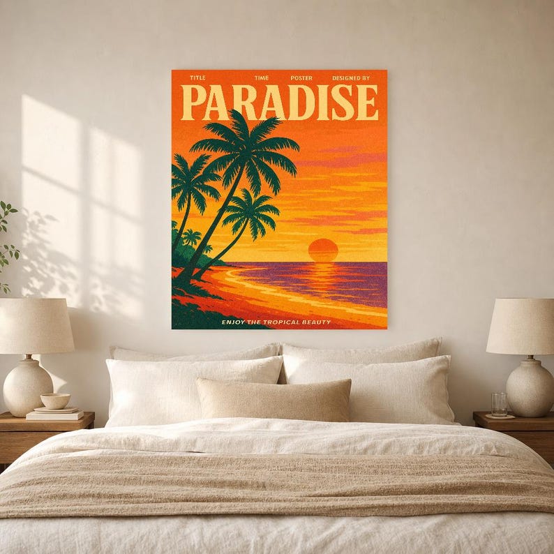 Paradise Retro Poster | Vintage 70s Wall Art Print | Aesthetic Magazine Print | Mid Century Retro Decor Gift image 6