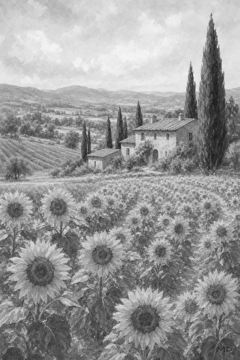 Provence Sunflowers Poster | Soft Painting France Wall Art | Sunflower Field Landscape Print | Printed & Shipped image 10