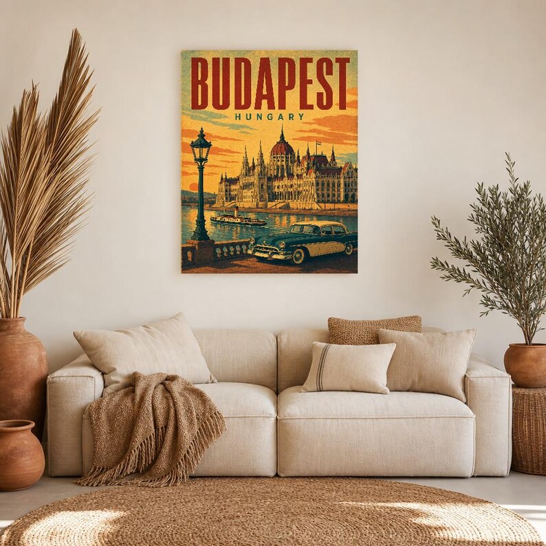 Budapest Travel Poster | Vintage Parliament Print | Hungary Wall Art | Printed & Shipped image 7