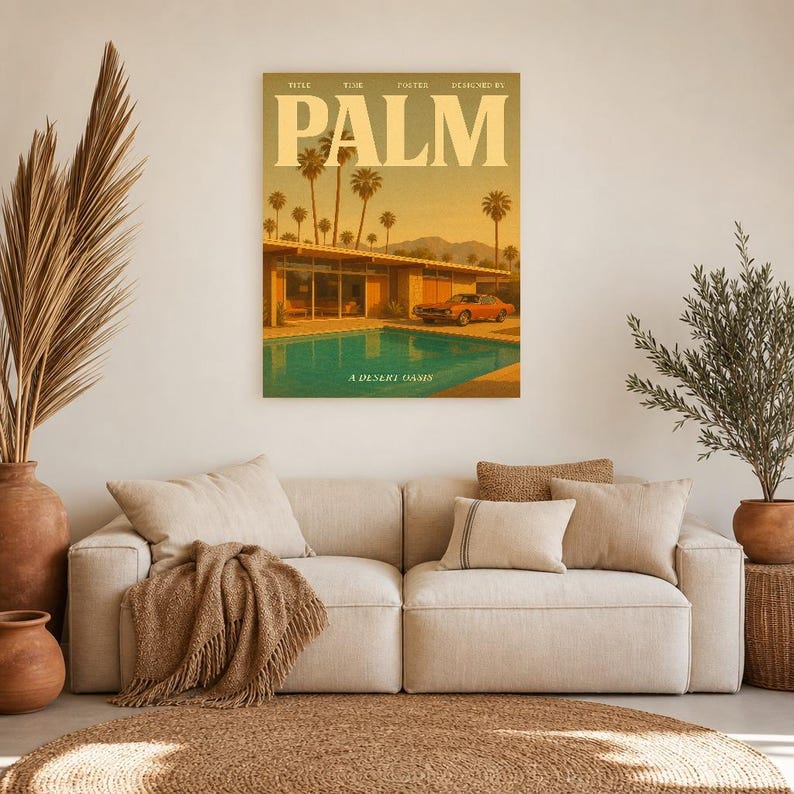 Palm Retro Poster | Vintage 70s Wall Art Print | Aesthetic Magazine Print | Mid Century Retro Decor Gift image 11