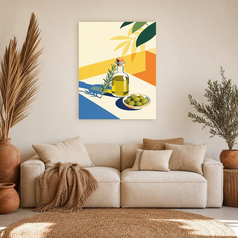 Mediterraner Olivenöl-Küchendruck | Dolce Vita Italienischer Wandkunstdruck | Esszimmer-Sommerdekoration Bild 8