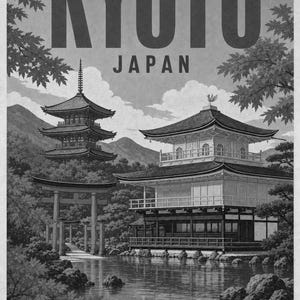 Kyoto Travel Poster | Vintage Temple Print | Japanese Wall Art | Printed & Shipped image 10