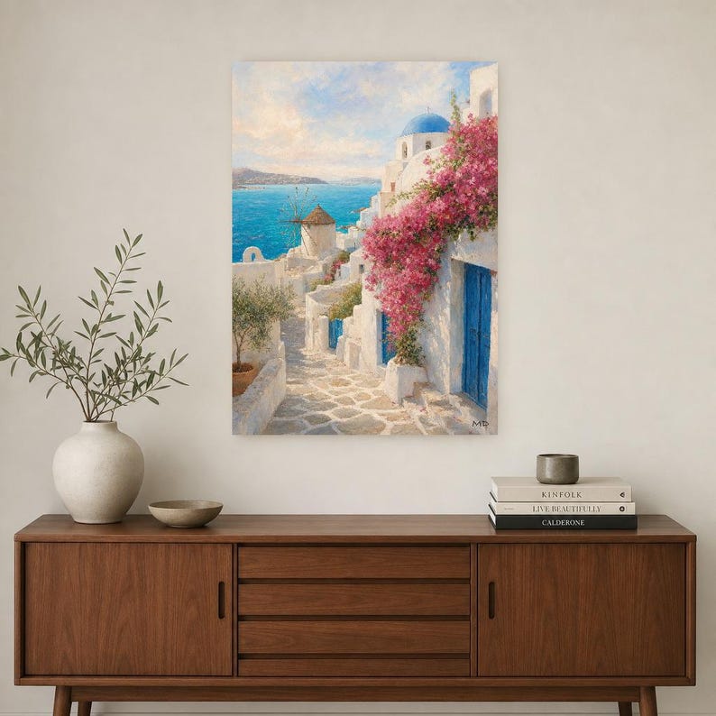Paros Travel Poster | Soft Painting Greece Wall Art | Greek Island Cyclades Coastal Print | Printed & Shipped image 2