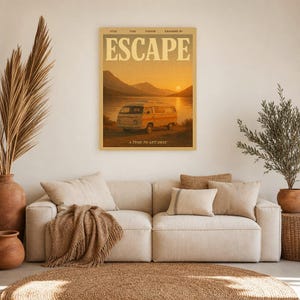 Escape Retro Poster | Vintage 70s Wall Art Print | Aesthetic Magazine Print | Mid Century Retro Decor Gift image 11