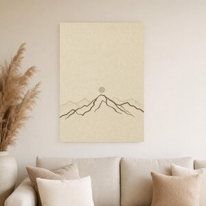 Neutral Gallery Wall Set Japandi Wall Art Print | Sand Beige Mountain Line | Wabi Sabi Minimal Print image 4