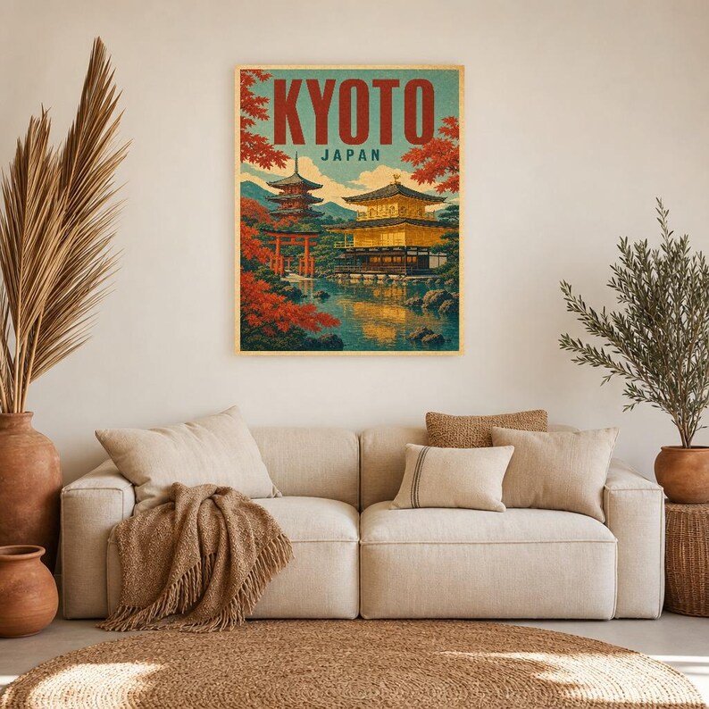 Kyoto Travel Poster | Vintage Temple Print | Japanese Wall Art | Printed & Shipped image 7