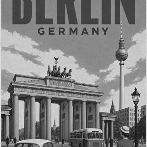 Berlin Travel Poster | Vintage Brandenburg Gate Print | Germany Wall Art | Printed & Shipped image 10