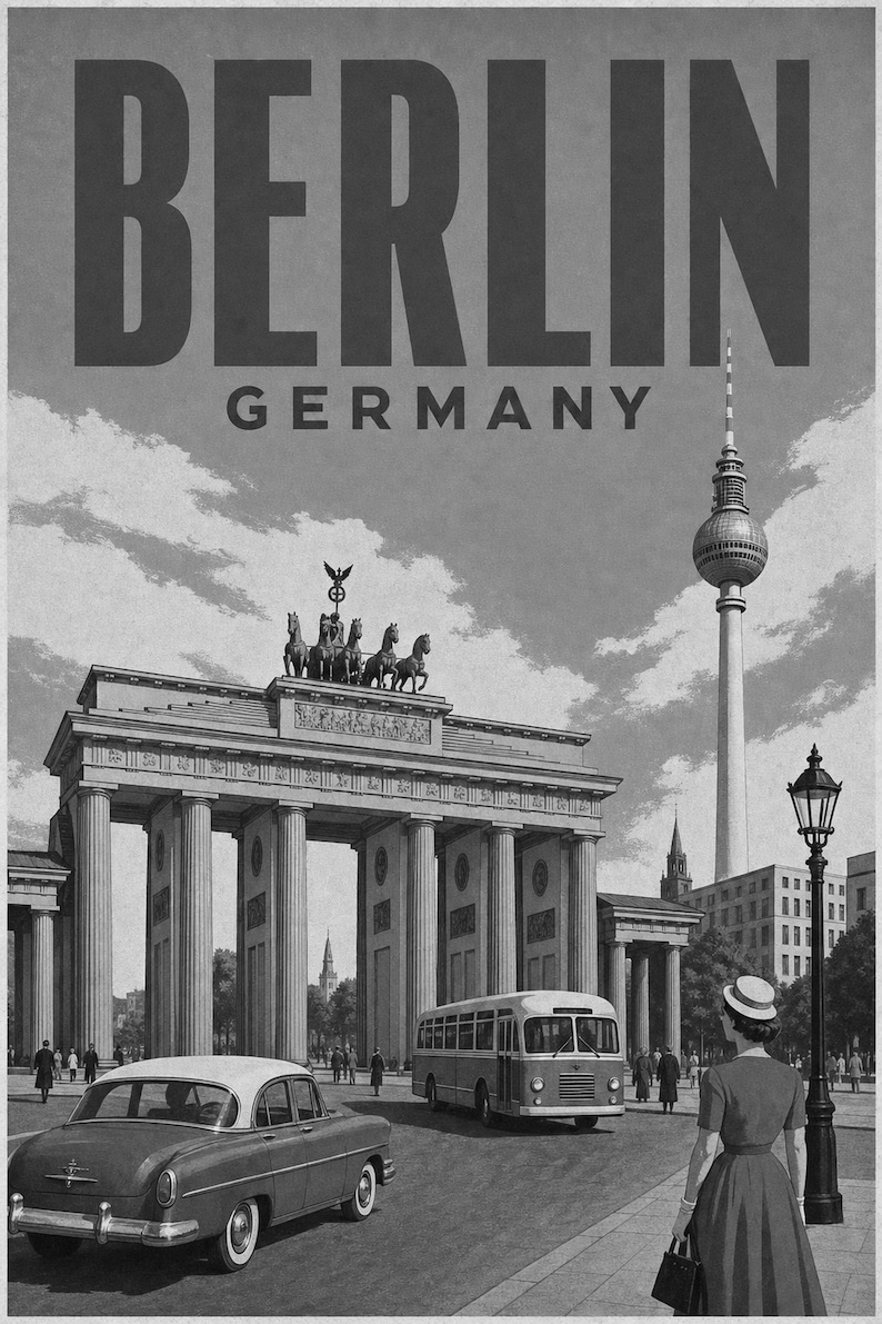 Berlin Travel Poster | Vintage Brandenburg Gate Print | Germany Wall Art | Printed & Shipped image 10
