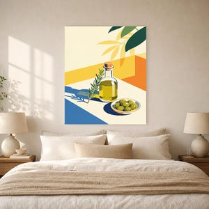 Mediterraner Olivenöl-Küchendruck | Dolce Vita Italienischer Wandkunstdruck | Esszimmer-Sommerdekoration Bild 6