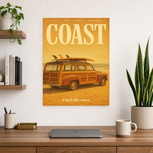 Cartel retro de la costa | Impresión de arte de pared vintage de los años 70 | Impresión de revista estética ? Regalo de decoración retro de imagen 10