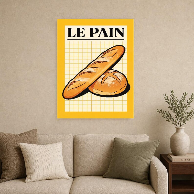 Brotküche Wand kunstdruck | Retro-Bistro-Bäckerei-Poster | Maximalistischer französischer Boulangerie-Druck | Esszimmer-Dekor Bild 15