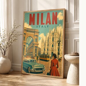ミラノ旅行ポスター｜ヴィンテージドゥオーモプリント｜イタリアンウォールアート｜印刷・発送 画像 1