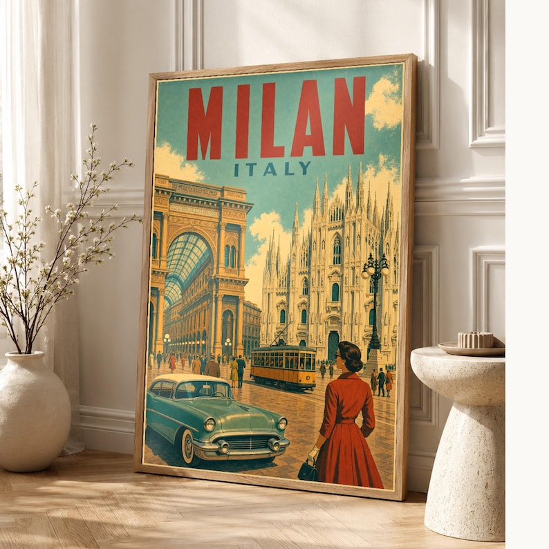 ミラノ旅行ポスター｜ヴィンテージドゥオーモプリント｜イタリアンウォールアート｜印刷・発送 画像 1