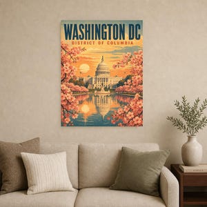 Washington DC Travel Poster | Vintage 1950s Capitol Print | Retro USA Wall Art Print | Mid Century City Decor image 12