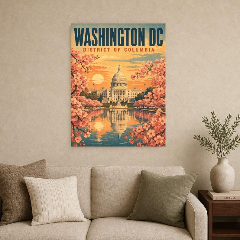 Washington DC Travel Poster | Vintage 1950s Capitol Print | Retro USA Wall Art Print | Mid Century City Decor image 12