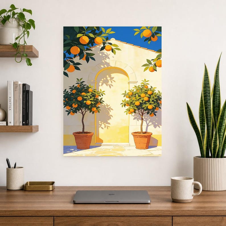 Mediterranean Orange Tree Kitchen Print | Dolce Vita Italian Wall Art Print | Dining Room Summer Decor image 13