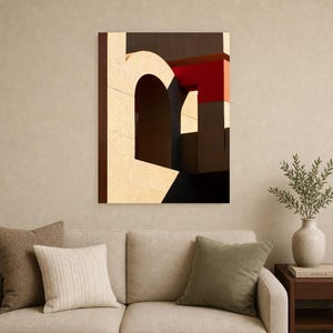 Arte mural de arquitectura brutalista | Póster de arco de hormigón cálido | Lámina geométrica minimalista de mediados de siglo imagen 8
