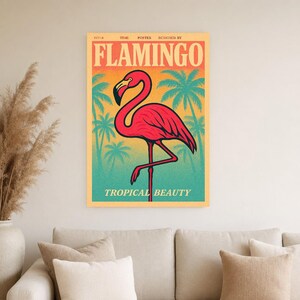 Flamingo Retro Poster | Vintage 70s Wall Art Print | Aesthetic Magazine Print | Mid Century Retro Decor Gift image 5