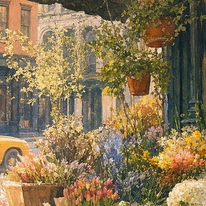 Póster del Mercado de Flores de Nueva York | Pintura suave para pared de Nueva York | Lámina floral de viaje | Impreso y enviado imagen 3