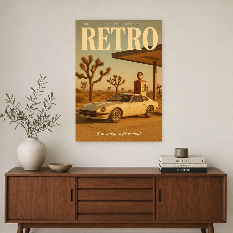 Retro Plakat Retro | Druk ścienny w stylu vintage z lat 70. | Druk magazynu estetycznego | Prezent w stylu retro z połowy wieku zdjęcie 3
