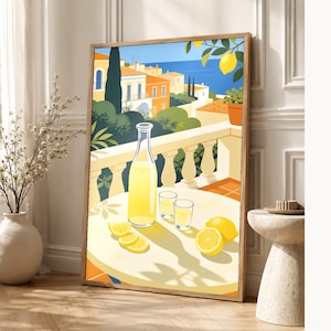 Mediterranean Limoncello Kitchen Print | Dolce Vita Italian Wall Art Print | Dining Room Summer Decor image 1