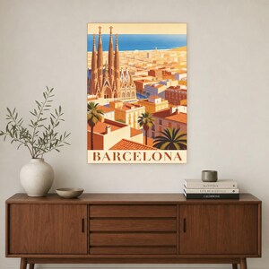 Póster de viaje vintage de Barcelona | Impresión de arte retro de la ciudad de España ? Decoración de pared de regalo de inauguración de la imagen 3