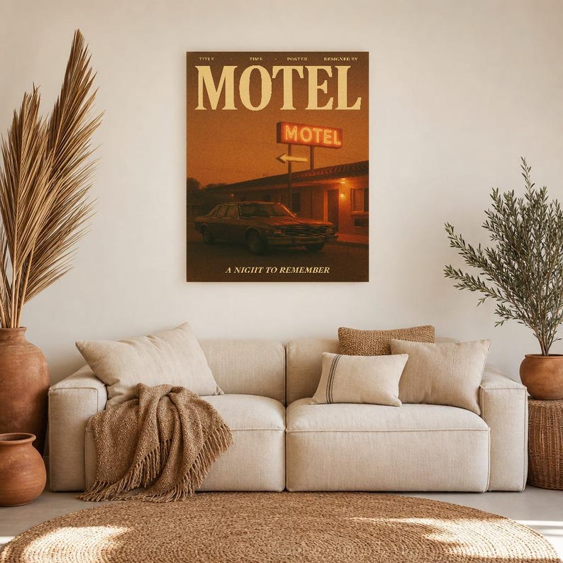 Retro Motel Poster | Vintage 70s Wall Art Print | Aesthetic Magazine Print | Mid Century Retro Decor Gift image 11