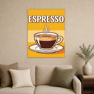 Espresso Kitchen Wall Art Print | Retro Bistro Coffee Poster | Maximalist Cafe Kitchen Print | Dining Room Decor image 12