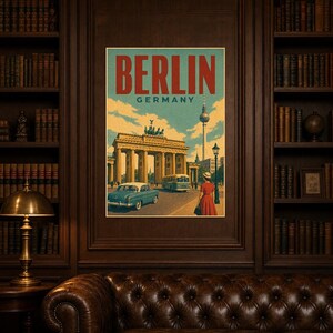 Berlin Travel Poster | Vintage Brandenburg Gate Print | Germany Wall Art | Printed & Shipped image 5
