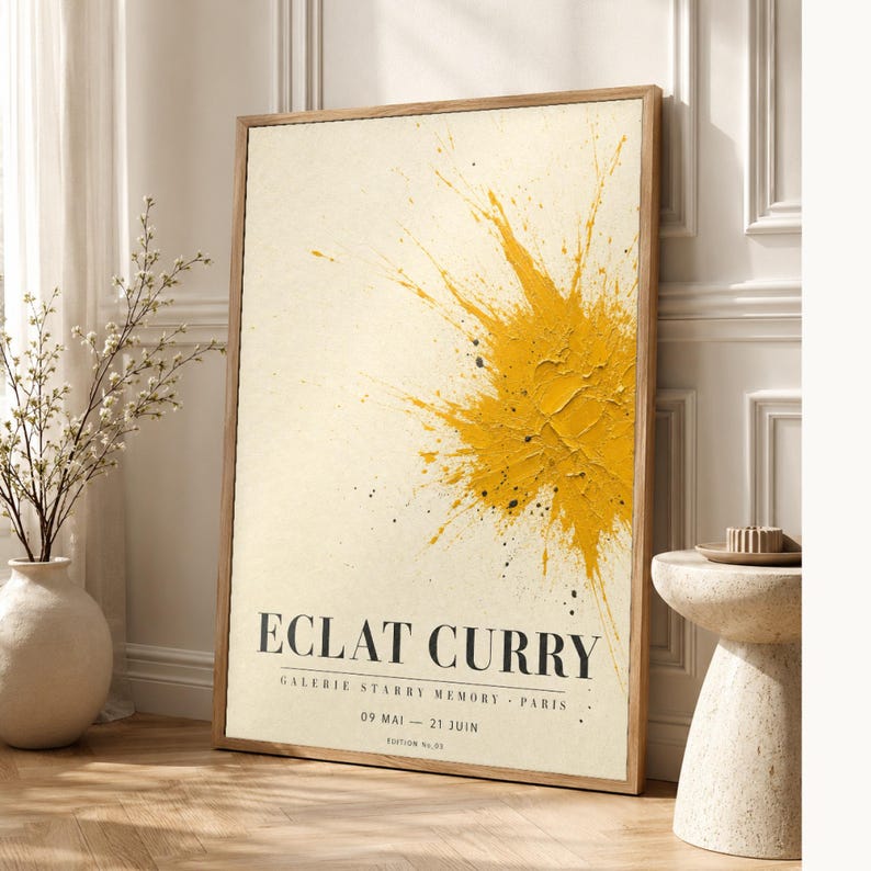 Eclat Curry | Abstract Yellow Wall Art | Modern Gallery Poster | Minimalist Print | Printed & Shipped image 1