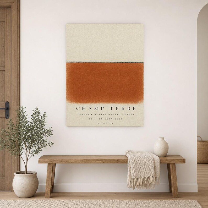 Erdfeld | Abstrakte Wandkunst | Modernes Galerieposter | Minimalistischer Druck in Terrakotta und Schwarz | Gedruckt & Versand Bild 17