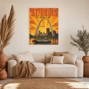 St. Louis Travel Poster | Vintage 1950s Gateway Arch Print | Missouri Wall Art Print | Mid Century City Decor image 6