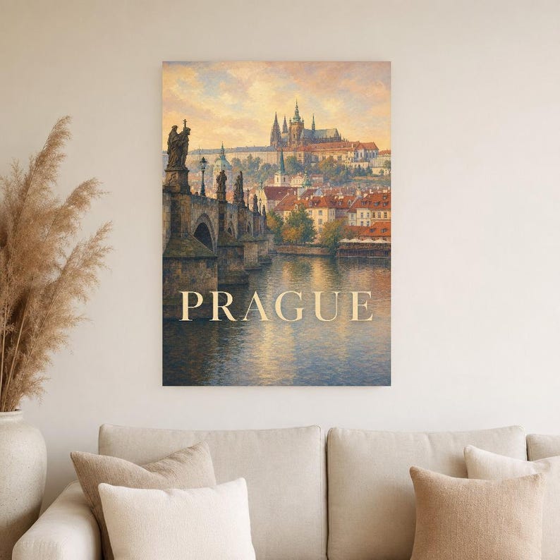 Póster de viaje de Praga | Pintura suave de la República Checa | Lámina artística con nombre de ciudad | Impreso y enviado imagen 4