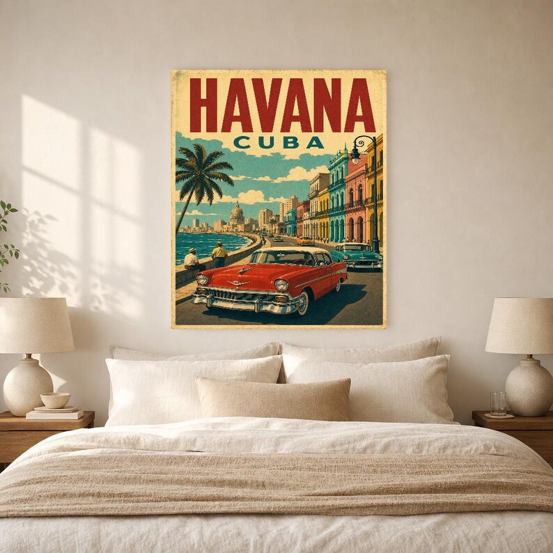 Havana Travel Poster | Vintage 1950s Malecon Print | Retro Cuba Wall Art Print | Mid Century City Decor image 6