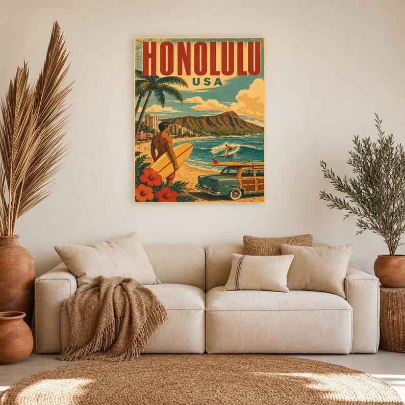 Honolulu Travel Poster | Vintage Hawaii Print | USA Wall Art | Printed & Shipped image 7