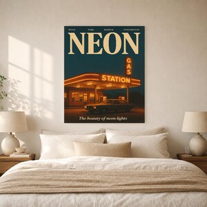 Póster retro de neón | Impresión de arte de pared vintage de los años 70 | Impresión de revista estética ? Regalo de decoración retro de med imagen 6
