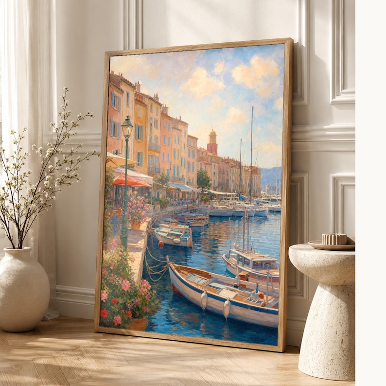 Saint-Tropez-Reiseposter | Kunstdruck der französischen Riviera | Wandbild mit Küstenmotiven aus Frankreich | Gedruckt & Versand Bild 1